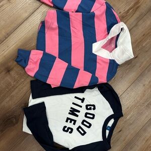 Striped Pink and Blue Rugby Shirt and Graphic Sweatshirt